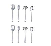 Ikea GRUNKA 4-Piece Kitchen Utensil Set, Comprises: Spoon 33 cm, ladle 28 cm, Spatula 34 cm and Spaghetti Server 34 cm, [Stainless Steel, 2 Pkt]