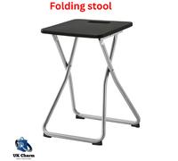 IKEA GUNDE Folding Stool Black Compact Lightweight Space Saving Seat