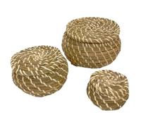 Ikea IKE-803.281.45 FRYKEN Baskets with Lid Made of Seagrass Beach Oats, Set of 3