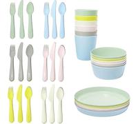 IKEA Kalas 6 Piece Kids Bowls and Plates Set, Pastel Multicoloured