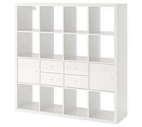 IKEA KALLAX Shelving Unit with 4 Inserts, 147x147 cm, high-Gloss/White