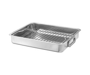 IKEA KONCIS Roasting Tin Tray with Grill Rack Stainless Steel 40x32 cm