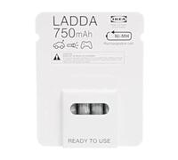 Ikea LADDA Rechargeable Batteries, AAA, HR3, 1.2V, 750mAh, Grey - Pack of 4