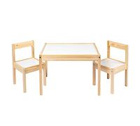 Ikea LATT-Children-s Table with 2 Chairs, White, Pine, Beige, SYNCHKG024411
