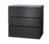 Ikea MALM Chest of 3 drawers, black-brown 80x78 cm