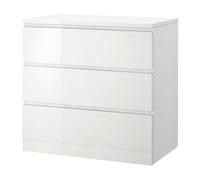 Ikea MALM Chest of 3 drawers, high-gloss white 80x78 cm