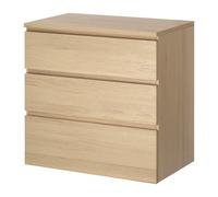 Ikea MALM Chest of 3 drawers, white stained oak veneer 80x78 cm