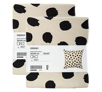 IKEA ODDNY Cushion Covers, 50 x 50 cm (20 x 20) Cream/Light Beige & Black Dotted, 405.238.27 - Set of 2