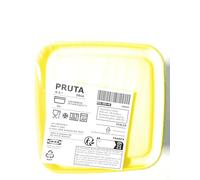 Ikea PRUTA Food Storage Containers with Lids, Transparent/Yellow, 0.6 Litres, 14x14x6 Centimetres, Microwave/Freezer/Dishwasher Safe - Set of 3