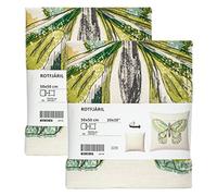 Ikea ROTFJARIL Butterfly-Motif Cushion Covers, 50 x 50 cm (20 x 20) Natural/Multicolour, Cotton & Ramie Blend, Zipper Fastening - Set of 2