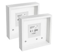 IKEA SANNAHED Deep 3D Box Square Photo Display Frames, White, 25 x 25 cm (13 x 13 cm with mat), Wall/Tabletop, 004.591.16 - Set of 2