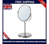 IKEA SHAVING MIRROR Stainless Steel Free Standing Round Magnifying 2 Sided - NEW