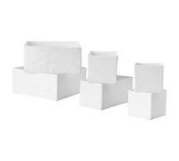 Ikea SKUBB Box, set of 6, organise socks, belts and jewellery in your wardrobe or chest of drawers [White]