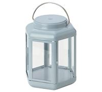 IKEA SOMMARLÅNKE LED decorative table lamp, 17 cm, lantern outdoor/battery-operated light blue