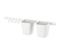 Ikea Rail SUNNERSTA - 4 hooks & 2 containers - White - 60 cm