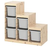 IKEA TROFAST Storage Combination, 94x44x91 cm, Light White Stained Pine/Grey