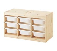 Ikea TROFAST storage combination with boxes, 93x44x52 cm, light white stained pine/white