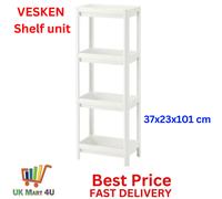 IKEA VESKEN Shelf Unit - White (37x23x101 cm) Slim, Practical & Space-Saving