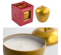 Ikea VINTERFINT Gold-Colour Scented Christmas Candles in Apple-Shaped Tins, Red Apple & Cinnamon, 24hr Burn Time Each - Set of 2