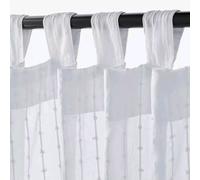 IKEA White Sheer Long Window Curtains 1x Pair Tab Top 100% Cotton - 140x300cm
