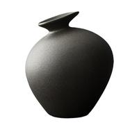 Ikebana Vase 4.7x5.5" Black Ceramic Large Body Japanese Vase with Tilt Neck Vintage & Exquisite Flower Pot for Home, Tea House, Cafe, Office