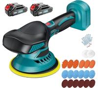 Ikeborm Car Polishing Machine with 11000 mAh Battery, 6 Inch Orbital Wireless Polisher, 6 Variable Speeds 5800 RPM, 2 x 5500 mAh Batteries, 22 Pieces Attachments