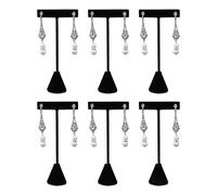 Ikee Design 6 Pcs Set Premium T- Shape Style Earring Display Stand, Earring Stand Jewelry Display for Showroom, Tradeshow, and Showcase Display, 2 1/2 W x 5 1/2 H in, Black Velvet