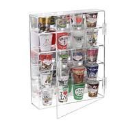 Ikee Design Mirror Back Acrylic Wall Mountable Display Case with 4 Shelves for Figures and More, Acrylic Case for Home Decor, Shop Display and Showcasing Use, 10.87 W x 2.87 D x 14 H in