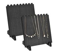 Ikee Design Set of 2 Wood Necklace Jewelry Display Stand for 8 Necklaces, Necklace Display Holder Organizer, Black Color