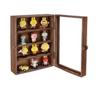 Ikee Design Wall Mounted Collectible Display Shelves Case Shadow Box with a Lock and Key and Tempered Glass Top for Displaying Your Valuable and Collection, 12.2 W x 5.4 D x 16.1 H in, Brown Color