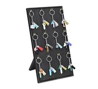 Ikee Design Wooden Jewelry Display Stand with 12 hooks, Earring Display with Hooks, Bracelet Display,Earring Display Stand for Selling,7.8W x 7.8D x 15.9H in, Black Color