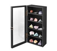 Ikee Design Wooden Mountable Storage Case, 5 Shelf Display with Tempered Glass Door, Black Color