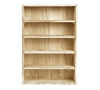 Ikee Design Wooden Wall-Mounted Display Shelves Rack for Collectibles-Figures,Shot Glasses, Spice Can,Cosmetics or Perfume-5 Adjustable Height Shelves,Space-Saving-Oak Color