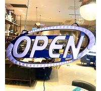 iKefe 24 × 12 Inch 16 Colors Gradient Running Effect LED Open Lights, LED Neon Light Up Open Sign with Remote Timer, Large Lighted Signage Sign for Business Hours, Shop, Nail, Hair Salon (Blue Base)