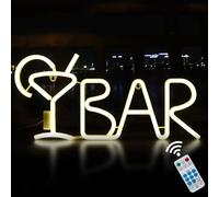 iKefe LED Neon Bar Sign Light up Beer Cocktail, 8 Lighting Modes with Remote Control, USB&Battery Powered Neon Sign Bar LED Letter Lights for Home Bar Bedroom Man Cave Wall Art Decor (Warm White)