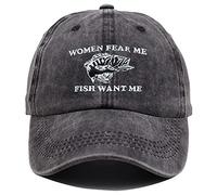 ikenacy Embroidered Women Fear Me Fish Want Me Hat for Men Women Funny Trucker Dad Baseball Cap Perfect Fishing Presents Gifts Black (Women Fear Me), Women Fear Me, One Size