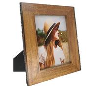 IKEREE 5x7 Picture Frames with Natural Bark Edges, Rustic Brown Wood Photo Frame for Tabletop or Wall Mounting Display