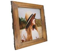 IKEREE 8.5x11 Picture Frames with Bark Edges, Rustic Wood Photo Frame for Tabletop or Wall Display, Natural Brown