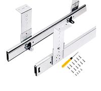 IkErna Keyboard Tray Slides Guides - 2 Pcs Heavy Duty Metal Ball Beaslide, Low Noise Sliding/Adjustable Height Support 55Kg/Silver/300Mm