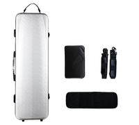 IkErna Violin Cases Full Size Carbon Fiber Cases 4/4 Hard Shell for Violin Easy to Carry Comes with Carrying Strap/Silver