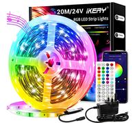 IKERY 20M RGB LED Strip Lights Music Sync, Bluetooth App with 44 Keys Remote,24V SMD LEDs Lights, DIY Color Options LED Tape Lights for Bedroom Ceiling Decor (1 Roll)