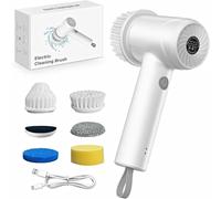 IKERY Electric Spin Scrubber, Cordless Cleaning Brush with 6 Replaceable Heads, 2000mAh, 2-Speed 300/360RPM, IPX7 Waterproof, Handheld Scrubber for Bathroom, Kitchen, Tile, Shower, Sink Cleaning