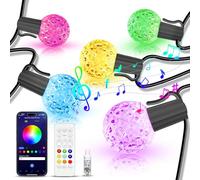 IKERY LED String Lights USB Outdoor IP65 Dreamcolor Fairy Lights, 15m/49ft G40 Globe Dimmable Shatterproof Bulbs with APP RF Remote Control for Indoor Party Garden Gazebo Patio Xmas Decor