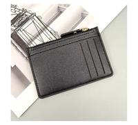 IKFGTJRE Credit Card Case Zippered Card Case Artificial PVC Leather Multi Slot Exposed Coin Organizer Card Case for Men and Women(Black)