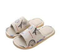 IKFGTJRE Fabric Home Slippers Autumn Women's Flip Flops Home Slippers Non-Slip Couple Linen Floor Shoes Man Leisure Spring Soft Foam Bottom(5,37-38)