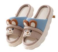 IKFGTJRE Fabric Home Slippers Four Seasons Universal Linen Slippers Women Men Home Slides Boys Girls Cute Indoor Soft Non-slip(Coffee,30-31)