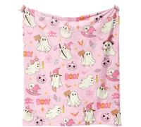 IKFGTJRE Halloween Blanket Throw Blanket 1PC Halloween Theme Ghost Lovely Pink Thin Present For Couch Bed Car Home Camping All Season Use(150x200cm)