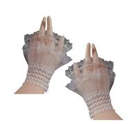 IKFGTJRE Lace Gloves Detachable Pleated Flared Sleeve False Lace Cuffs White Wristband Decorative(White)