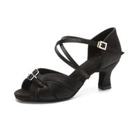 IKFGTJRE Latin Dance Shoes Ballroom Women Latin Dance Shoes Pole Modern Salsa Tango Adjustable High Heel for Girls For women(Black-6CM,39)