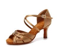 IKFGTJRE Latin Dance Shoes Ballroom Women Latin Dance Shoes Pole Modern Salsa Tango Adjustable High Heel For Girls For women(Q FU-7.5CM,36)